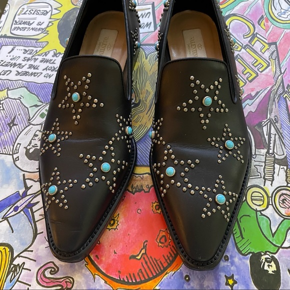 Valentino Black Nappa Star Studed Cabochon Loafers - Picture 4 of 6